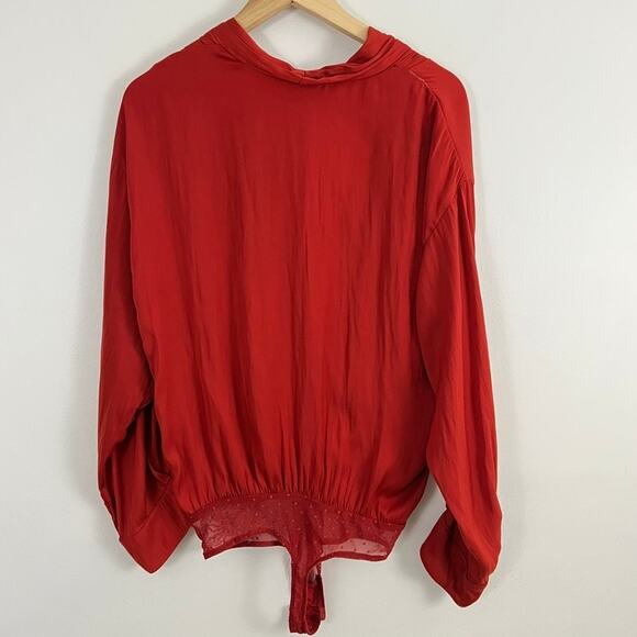 Intimately Free People Snap Plunging V Neck Terracotta Bodysuit Size Large - Picture 2 of 10